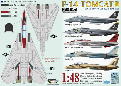 DXM 21-4157 1/48 US Navy F-14A/B VF-84/101/103/ & IRIAF Collection 1 (For Hasegawa, Tamiya, Revell, Italeri, HobbyBoss, Academy, and Great Wall)