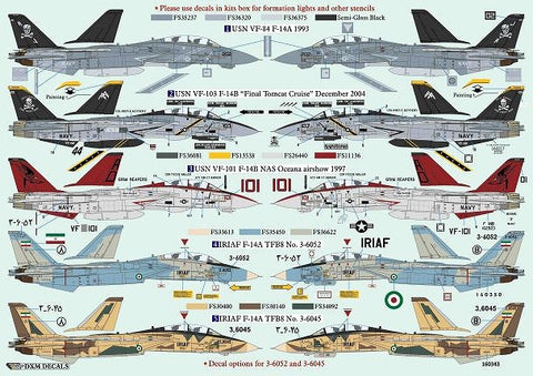 DXM 21-4157 1/48 US Navy F-14A/B VF-84/101/103/ & IRIAF Collection 1 (For Hasegawa, Tamiya, Revell, Italeri, HobbyBoss, Academy, and Great Wall)