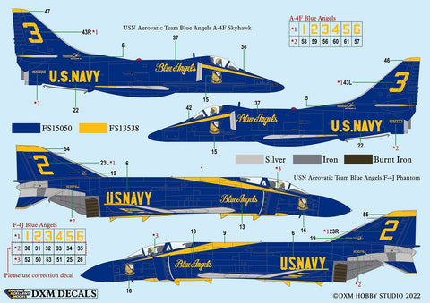 DXM 21-4250 1/48 U.S. Navy A-4F & F-4J Aerobatic Team: Blue Angels (For Hasegawa, Zoukei-Mura, Academy, Italeri, and Revell)