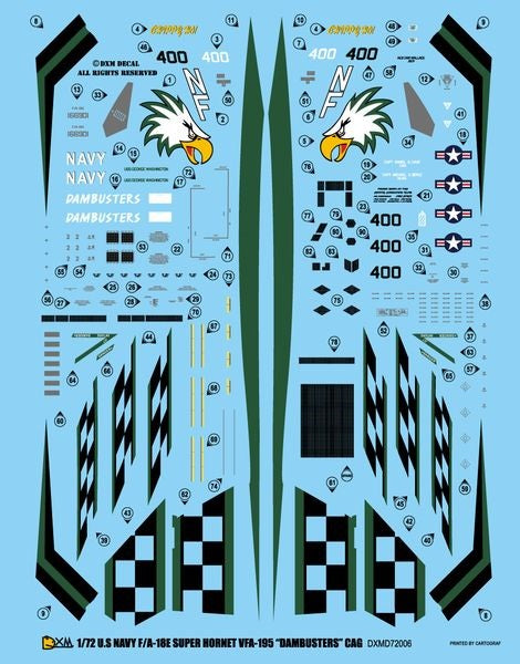 DXM 21-7106 1/72 US Navy F/A-18E VFA-195 Dambusters 2011 Chippyho (For Hasegawa, Revell, Academy, Italeri, and Tamiya)