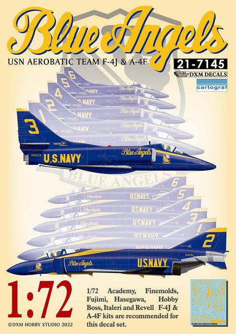 DXM 21-7145 1/72 U.S. Navy A-4F & F-4J Aerobatic Team: Blue Angels (For Hasegawa, Fine Molds, Fujimi, Academy, Tamiya, Revell, Italeri, HobbyBoss, and Airfix)