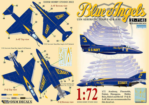 DXM 21-7145 1/72 U.S. Navy A-4F & F-4J Aerobatic Team: Blue Angels (For Hasegawa, Fine Molds, Fujimi, Academy, Tamiya, Revell, Italeri, HobbyBoss, and Airfix)