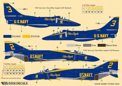 DXM 21-7145 1/72 U.S. Navy A-4F & F-4J Aerobatic Team: Blue Angels (For Hasegawa, Fine Molds, Fujimi, Academy, Tamiya, Revell, Italeri, HobbyBoss, and Airfix)