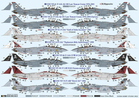 DXM 21-7152 1/72 US Navy VF-14/41/74/84/101 F-14 Tomcat Collection 3 (For Hasegawa, Fine Molds, Fujimi, Academy, Great Wall, Revell, Italeri, and HobbyBoss)