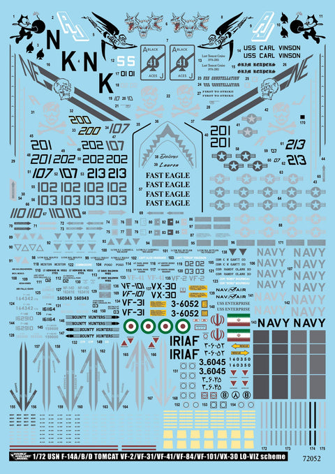 DXM 21-7153 1/72 US Navy VF-2/31/41/84/101 & IRIAF F-14 Tomcat Collection #4 (For Hasegawa, Fine Molds, Fujimi, Academy, Great Wall, Revell, Italeri, and HobbyBoss)