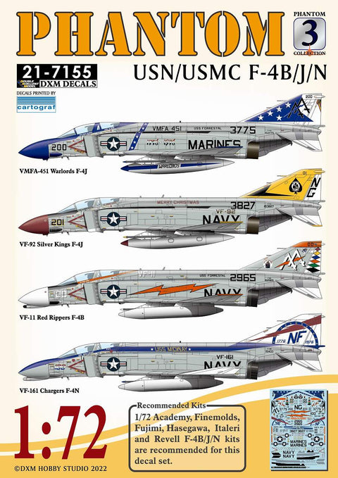 DXM 21-7155 1/72 US Navy/US Marine Corps F-4B/J/N Phantom Collection 3 (For Hasegawa, Fine Molds, Academy, Fujimi, Italeri, and Revell)