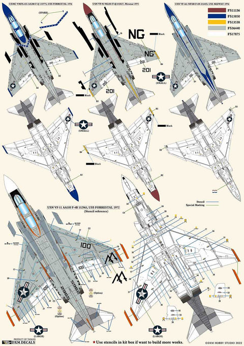 DXM 21-7155 1/72 US Navy/US Marine Corps F-4B/J/N Phantom Collection 3 (For Hasegawa, Fine Molds, Academy, Fujimi, Italeri, and Revell)