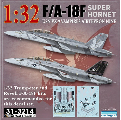 DXM  31-3214 1/32 U.S. Navy F/A-18F Super Hornet VX-9 Vampires (For Trumpeter and Revell)