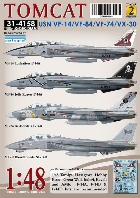 DXM 31-4158 1/48 US Navy F-14A/B/D VF-14/74/84 & VX-30 Tomcat Collection #2