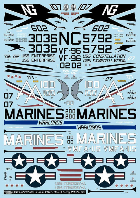 DXM 31-4261 1/48 US Navy/Marine Corps F-4B/J VMFA-451/115/VF-96 Phantom Collection #4 (For Tamiya, Hasegawa, Zoukei-Mura, Academy, Italeri, and Revell)