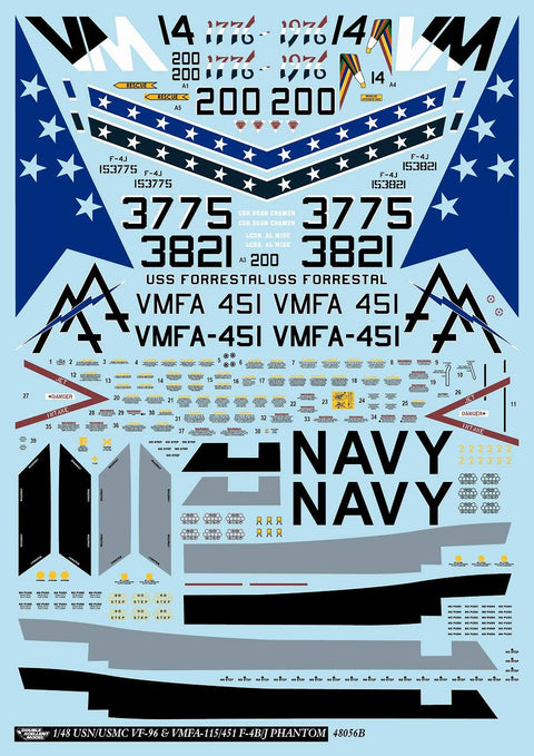 DXM 31-4261 1/48 US Navy/Marine Corps F-4B/J VMFA-451/115/VF-96 Phantom Collection #4 (For Tamiya, Hasegawa, Zoukei-Mura, Academy, Italeri, and Revell)