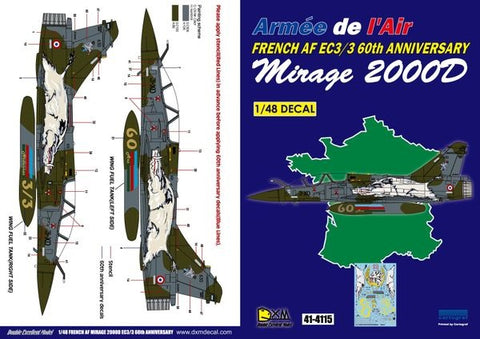 DXM 41-4115 1/48 French Air Force M2000D EC 3/3 60th Anniversary (For Kinetic, Revell, Italeri, and Heller)