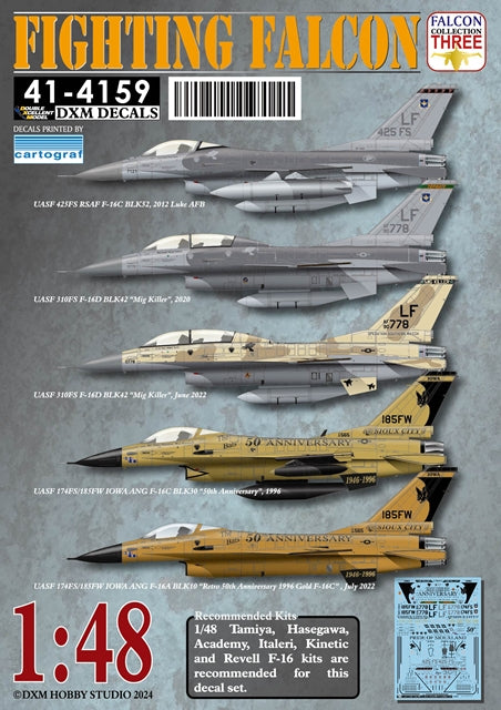 DXM 1/48 41-4159 US Air Force / Republic of Singapore Air Force F-16A/C Fighting Falcon Collection #3 (For Tamiya, Hasegawa, Academy, Italeri, Kinetic, and Revell)