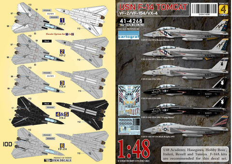 DXM 41-4268 1/48 US Navy F-14A Tomcat Collection #4 (VF-2/VX-4/VF-154)