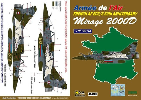 DXM 41-7109 1/72 French Air Force M2000D EC 3/3 60th Anniversary (For Revell, Italeri, Heller, and Tamiya)