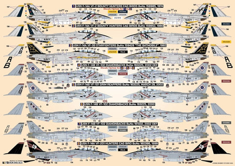 DXM 41-7261 1/72 US Navy F-14A VF-2/VF-33/VF-101/VF-102/VF-201 F-14 Tomcat Collection #6 (For Academy, Fine Molds, Fujimi, Great Wall, Hasegawa, HobbyBoss, Italeri, and Revell)