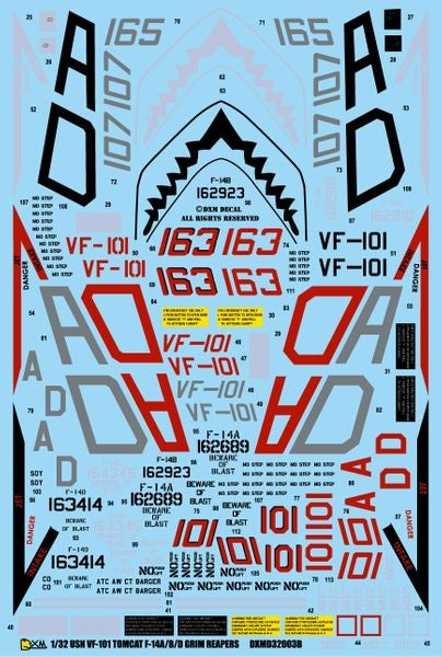 DXM 51-3203 1/32 US Navy F-14A/B/D VF-101 Grim Reapers (For Trumpeter and Revell)