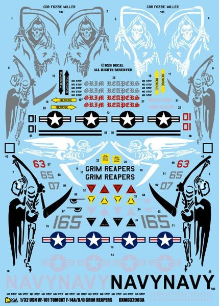 DXM 51-3203 1/32 US Navy F-14A/B/D VF-101 Grim Reapers (For Trumpeter and Revell)