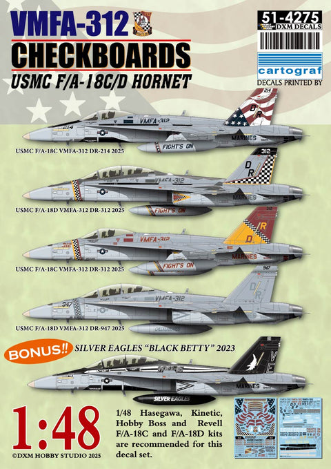 DXM 51-4275 1/48 USMC F/A-18C/D Hornet VMFA-312 "Checkerboards" (for Hasegawa, Kinetic, HobbyBoss)