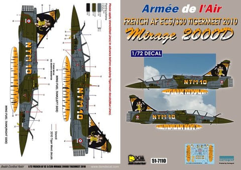 DXM 51-7110 1/72 French Air Force M2000D EC 5/330 Tiger Meet 2010 (For Revell, Italeri, Heller, and Tamiya)