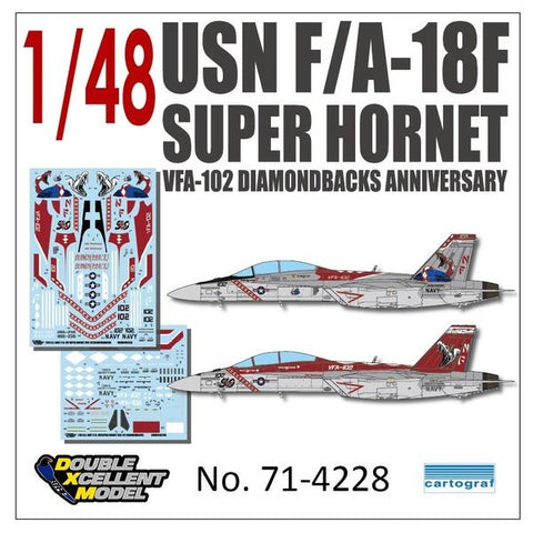 DXM 71-4228 1/48 US Navy F-18F VFA-102 Diamondbacks Anniversary (For Hasegawa, Meng Model, Italeri, and Revell)