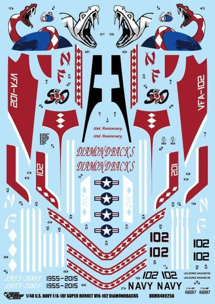 DXM 71-4228 1/48 US Navy F-18F VFA-102 Diamondbacks Anniversary (For Hasegawa, Meng Model, Italeri, and Revell)