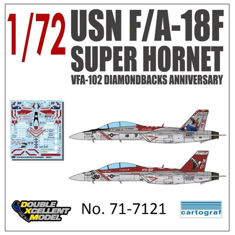 DXM 71-7121 1/72 U.S. Navy F/A-18F Super Hornet VFA-102 Diamondbacks (For Hasegawa, Academy, and Revell)