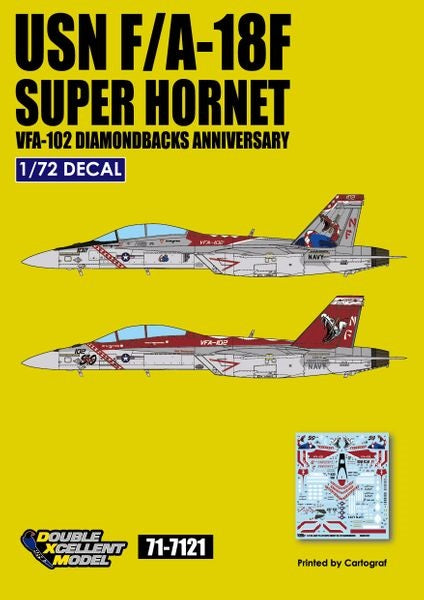DXM 71-7121 1/72 U.S. Navy F/A-18F Super Hornet VFA-102 Diamondbacks (For Hasegawa, Academy, and Revell)