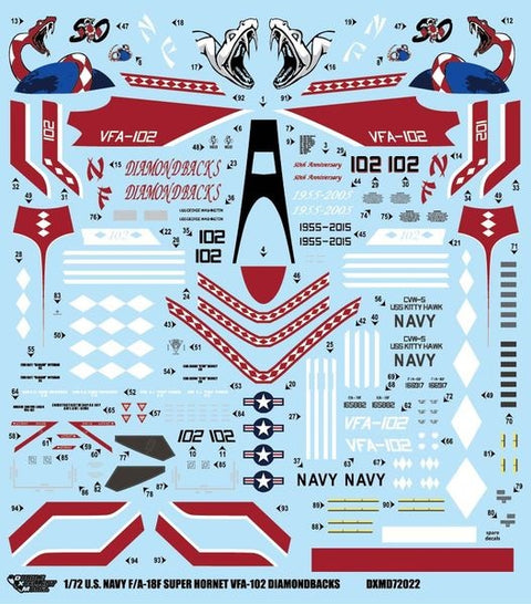 DXM 71-7121 1/72 U.S. Navy F/A-18F Super Hornet VFA-102 Diamondbacks (For Hasegawa, Academy, and Revell)