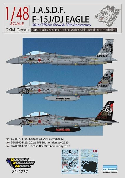 DXM 81-4227 1/48 JASDF F-15J/DJ Eagle – 201st Tactical Fighter Squadron 30th Anniversary (For Hasegawa, Tamiya, and Great Wall)