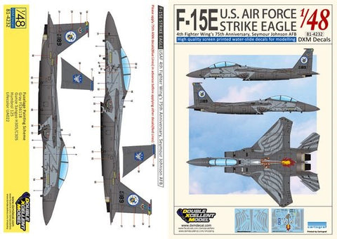 DXM 81-4232 1/48 US Air Force F-15E Strike Eagle, 4th Fighter Wing 75th Anniversary (For Hasegawa, Great Wall, Revell, Italeri, and Academy)