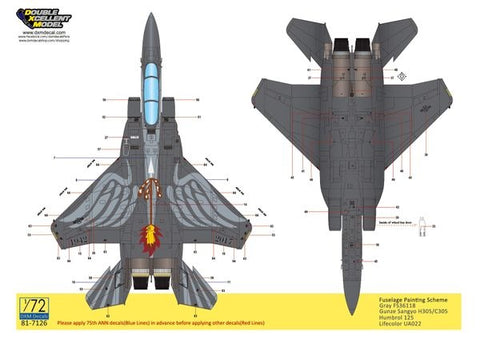 DXM 81-7126 1/72 US Air Force F-15E Strike Eagle, 4th Fighter Wing 75th Anniversary (For Hasegawa, Academy, Tamiya, Great Wall, Revell, Italeri, and HobbyBoss)