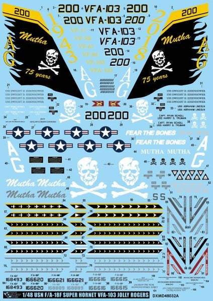 DXM 91-4240 1/48 USN F/A-18F Super Hornet VFA-103 "Jolly Rogers" (For Hasegawa, Meng Model, Italeri, and Revell)