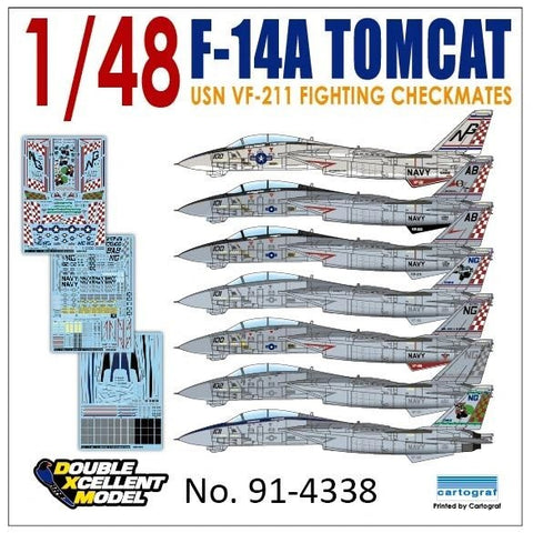 DXM 91-4338 1/48 USN F-14A Tomcat VF-211 "Checkmates" (For Hasegawa, Tamiya, Revell, Italeri, HobbyBoss, and Academy)