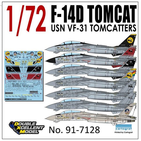 DXM 91-7128 1/72 USN F-14D Tomcat VF-31 "Tomcatters" (For Fujimi, Great Wall, Hasegawa, HobbyBoss, and Revell)