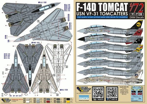 DXM 91-7128 1/72 USN F-14D Tomcat VF-31 "Tomcatters" (For Fujimi, Great Wall, Hasegawa, HobbyBoss, and Revell)