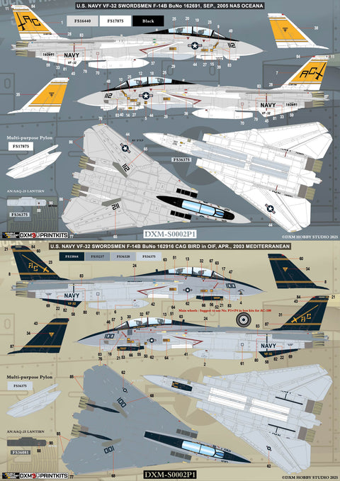 DXM S0002P1 1/48 US Navy F-14B VF-32 Conversion Set & Decals