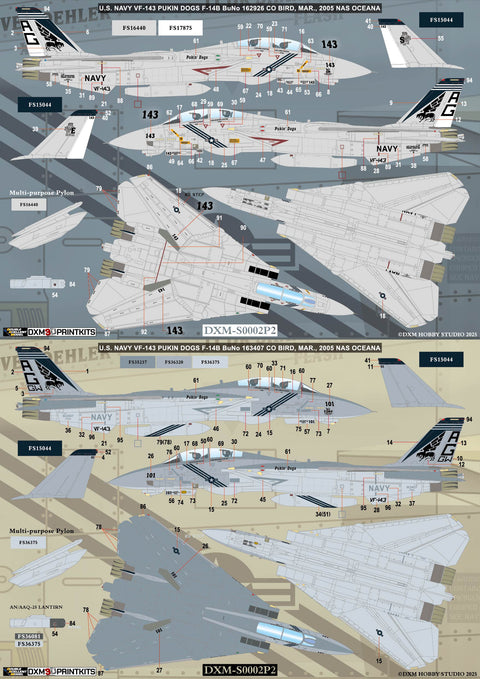 DXM S0002P2 1/48 US Navy F-14B VF-143 Conversion Set & Decals