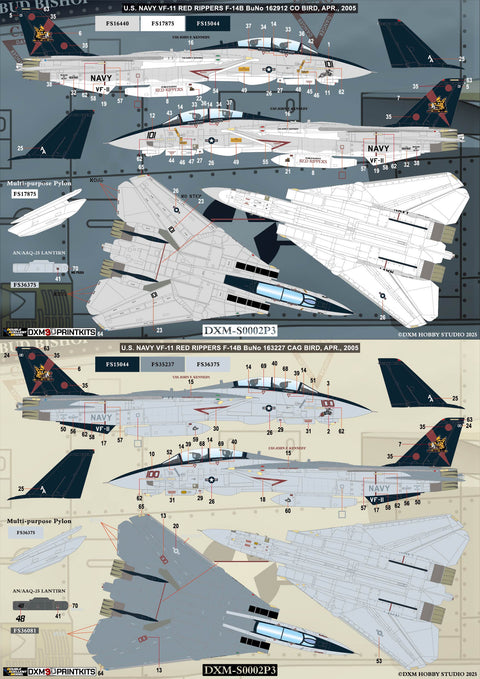 DXM S0002P3 1/48 US Navy F-14B VF-11 Conversion Set & Decals