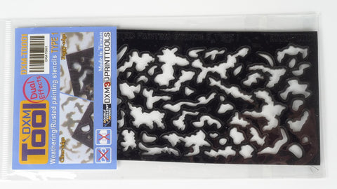 DXM T0001 Weathering/Rust/Fading Dual Effect Airbrush Stencil #1 (15cm x 7cm)