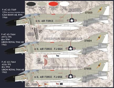 FURBALL 48-032 1/48 USAF F-4C Phantom II Vietnam early painting