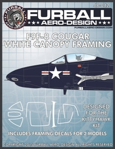 FURBALL 48-042 1/48 White Canopy Frame for F9F-8 Cougar（For Kitty Hawk）