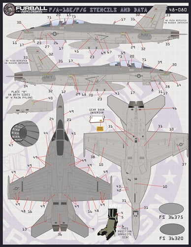 FURBALL 48-080 1/48 F/A-18E/F/G Stencil Set
