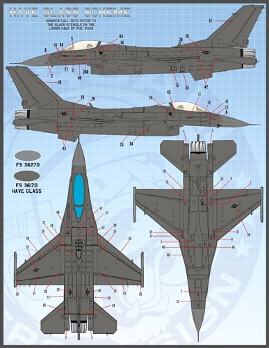 FURBALL 48-083 1/48 F-16 stencil (late model)