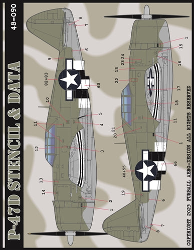 FURBALL 48-090 1/48 P-47D Stencil Data
