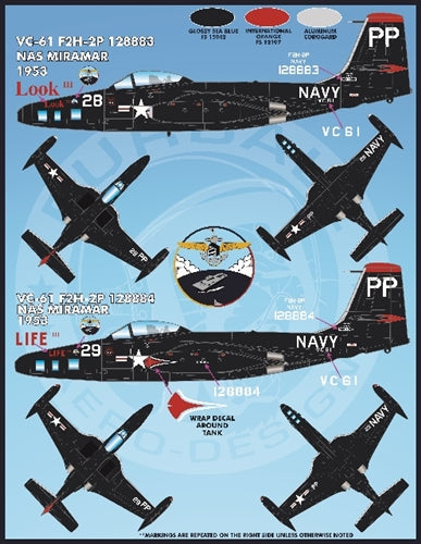 FURBALL FDS-4811 1/48 A colorful F2H-2/2P Sea Blue Banshees of the US Navy and Marine Corps. (For Kitty Hawk)