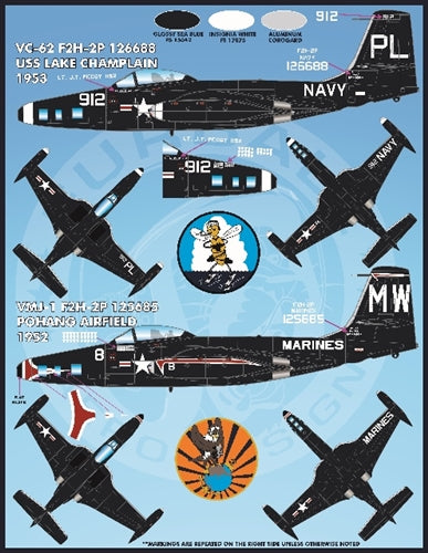 FURBALL FDS-4811 1/48 A colorful F2H-2/2P Sea Blue Banshees of the US Navy and Marine Corps. (For Kitty Hawk)