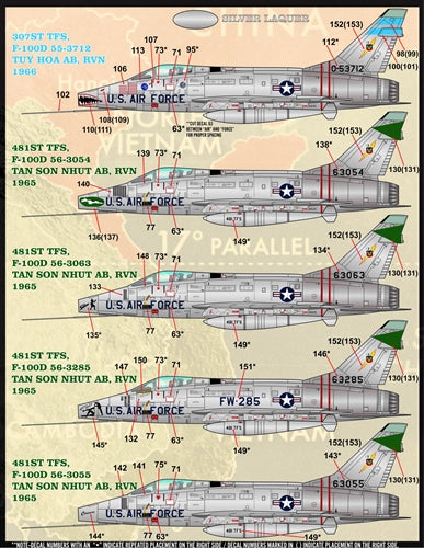 FURBALL F/D&S-7202 1/72 Color and markings of the US Air Force F-100s PT I