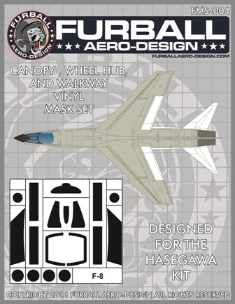 FURBALL FMS-004 1/48 F-8 Crusader Canopy, Walkway, and Wheel Hub Vinyl Mask Set（For Hasegawa）