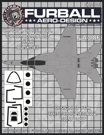 FURBALL FMS-008 1/48 F-18F Super Hornet canopy, wheel hubs, gun muzzle, and IFF vinyl mask set（For Hasegawa）